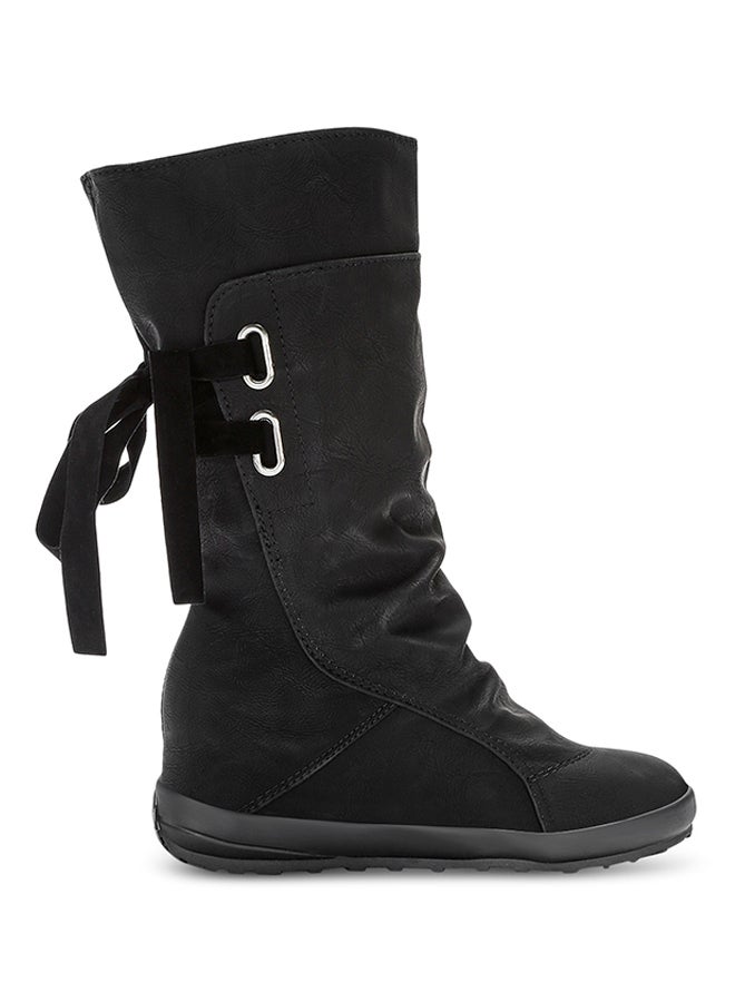 Lace-up Slouch Boot Black