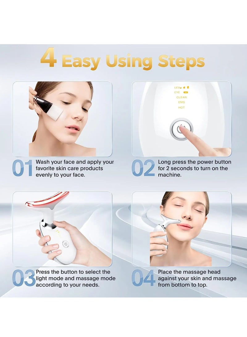 Premium 7 Color Face Massager Beauty Machine, Double Chin Therapy Facial Lifting Vibration Neck Firming Massager for Women Men Anti-Wrinkle Remove Fine Lines Neck Skin Tightening Face Lifting Machine