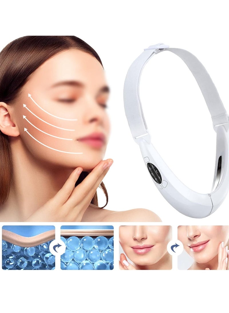 V Face Lifting Device, USB 8 Gear Pore Reduction LED Red Blue Light Foldable Double Chin Reducer Electric V Face Machine for Skin Rejuvenation Shape V Face(White)