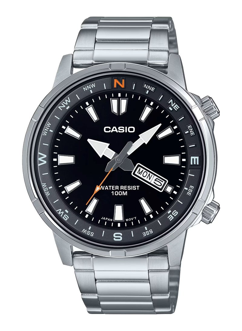 Casio Enticer Standard Black Dial Analog Stainless Steel Black Dial Quartz MTD-130D-1A4 Men's Watch