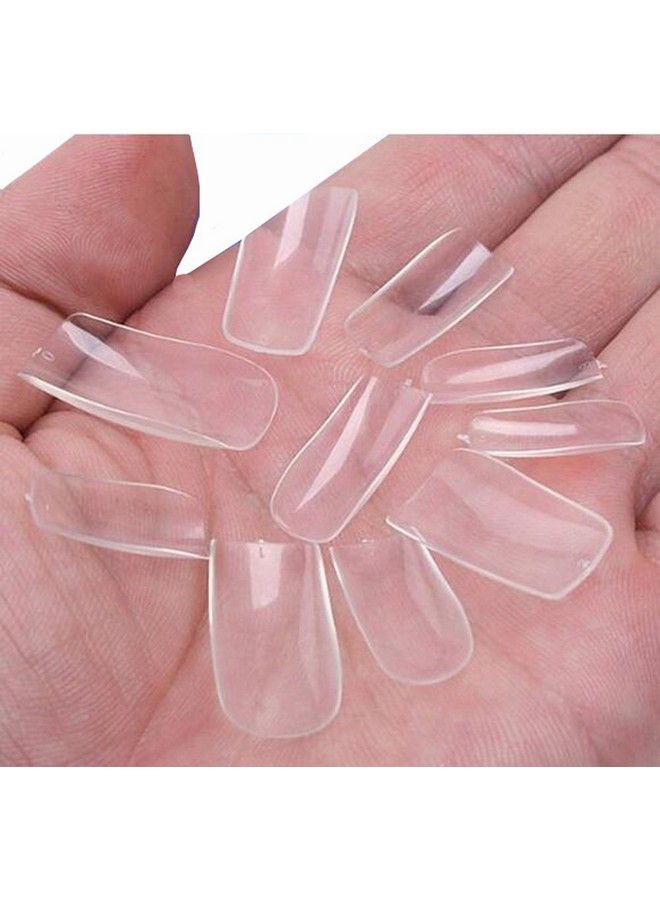 Set Of 200Pc Professional/Personal Reusable French Long Acrylic False Fake Nails Transparent Color Diy Decoration Artificial Clear Nailart Tip Accessory