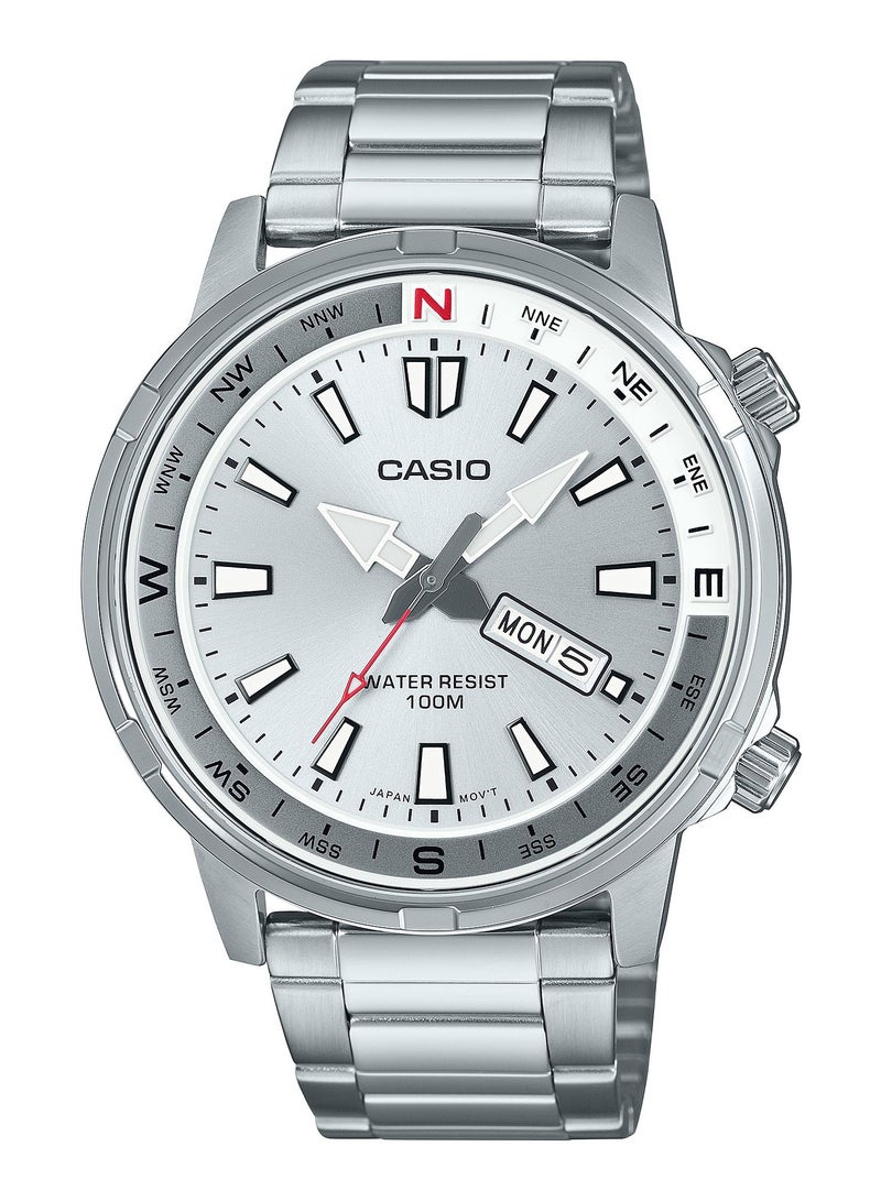Casio Enticer Standard Analog Stainless Steel White Dial Quartz MTD-130D-7AVDF Men's Watch