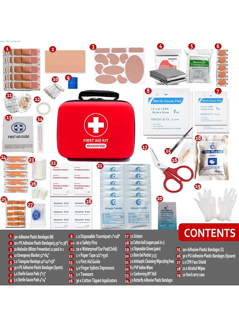 260 Piece First Aid Kit - Emergency kit - Medical kit - Reflective Design for Treat, Protect Minor Cuts, Scrapes, Travel, Emergency, Survival, Hunting, Home, Office, Car, Workplace & Outdoor