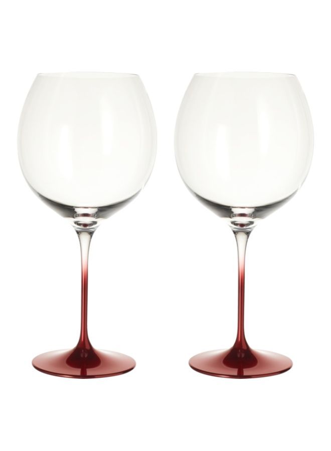 2-Piece Allgorie Premium Rosewood Wine Glass Set Clear/Red