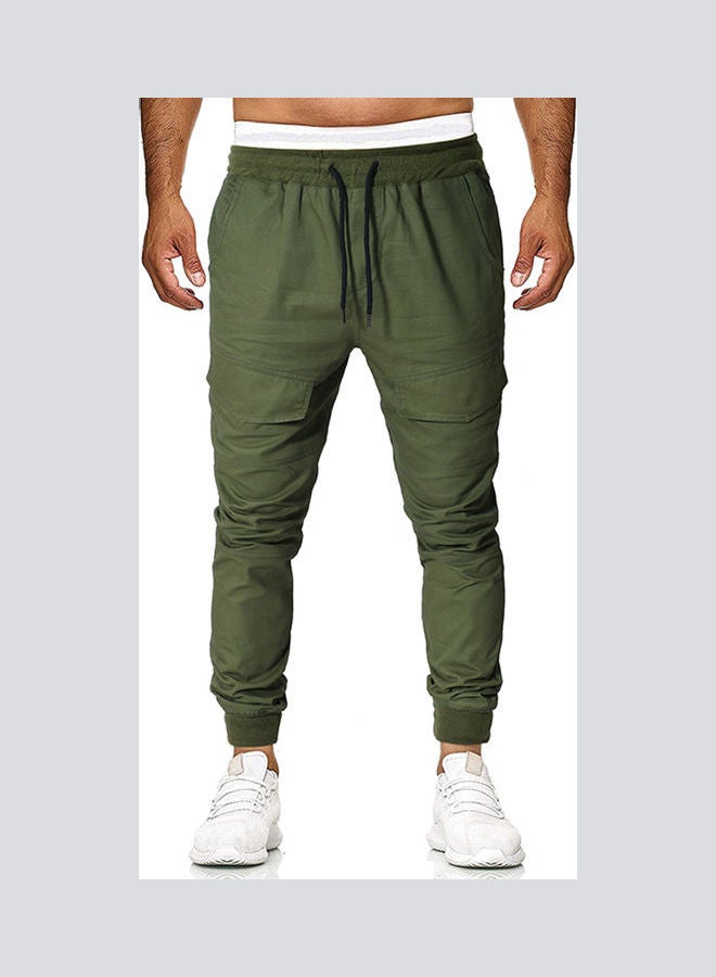 Pull-On Waistband Loose Trousers Army Green