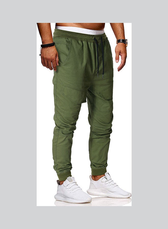 Pull-On Waistband Loose Trousers Army Green