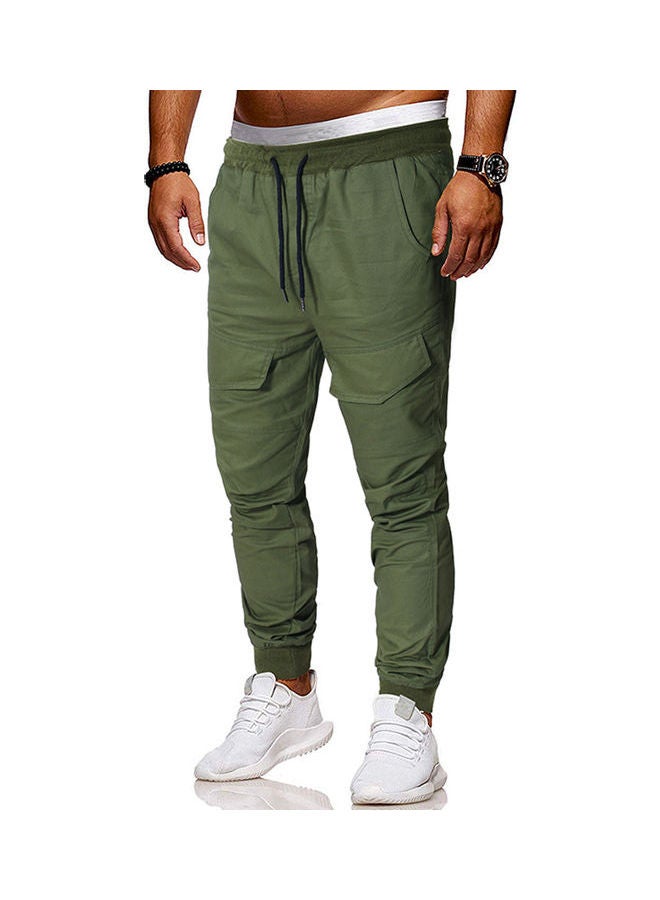 Pull-On Waistband Loose Trousers Army Green