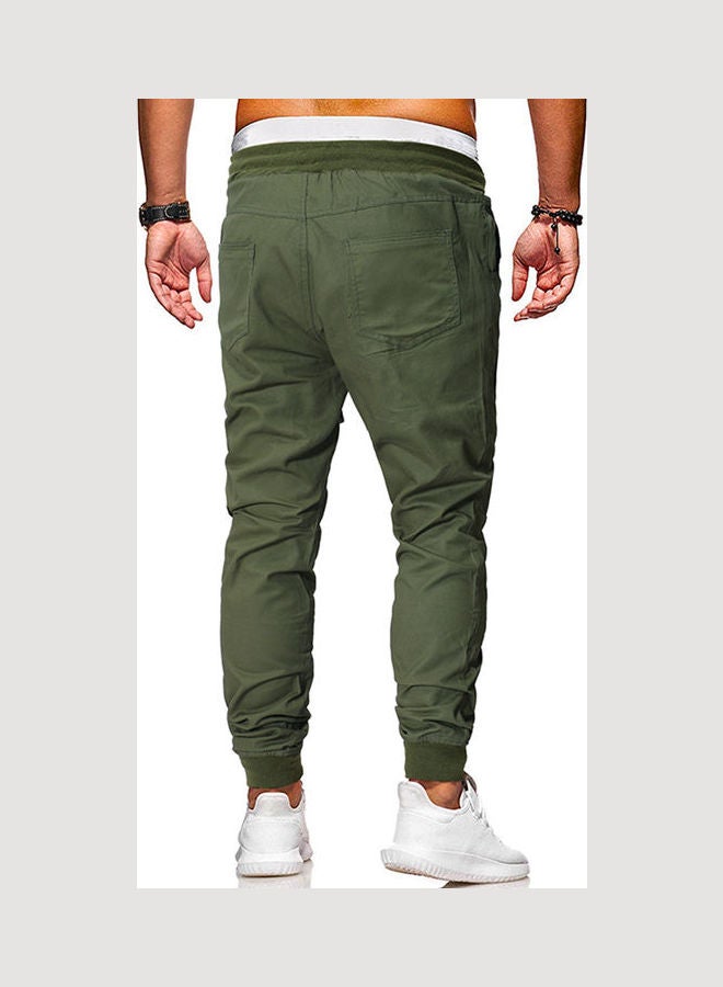 Pull-On Waistband Loose Trousers Army Green