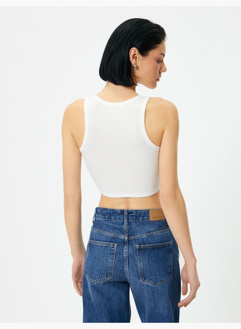 Crew Neck Ribbed Crop Tank Top