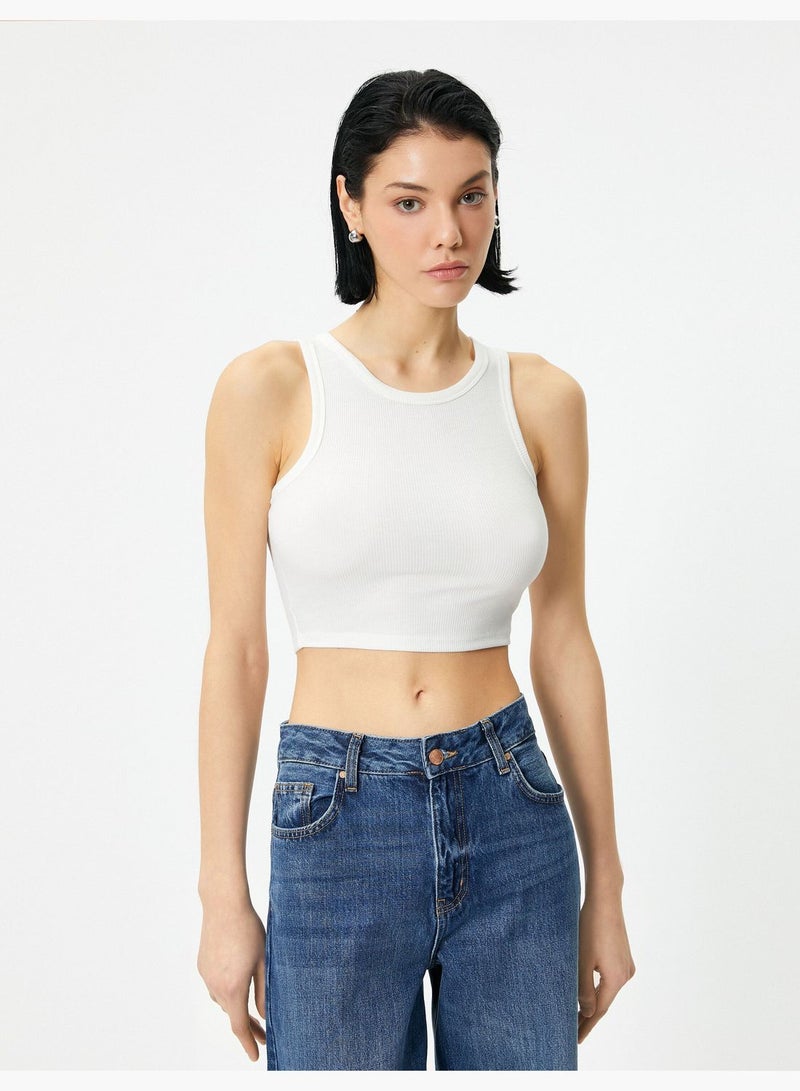 Crew Neck Ribbed Crop Tank Top