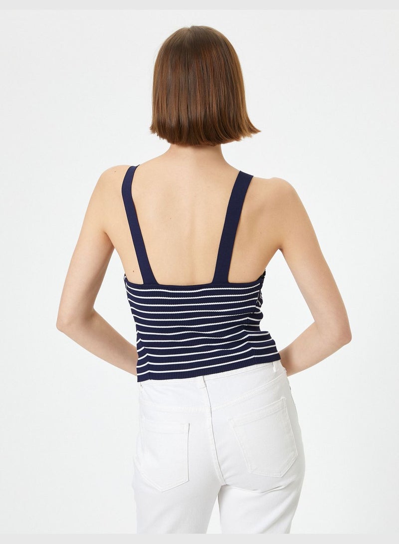 Draped Buttoned Strappy Tank Top