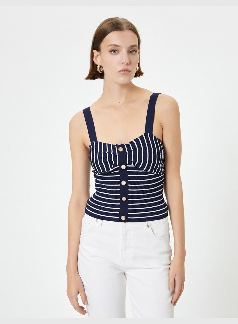 Draped Buttoned Strappy Tank Top