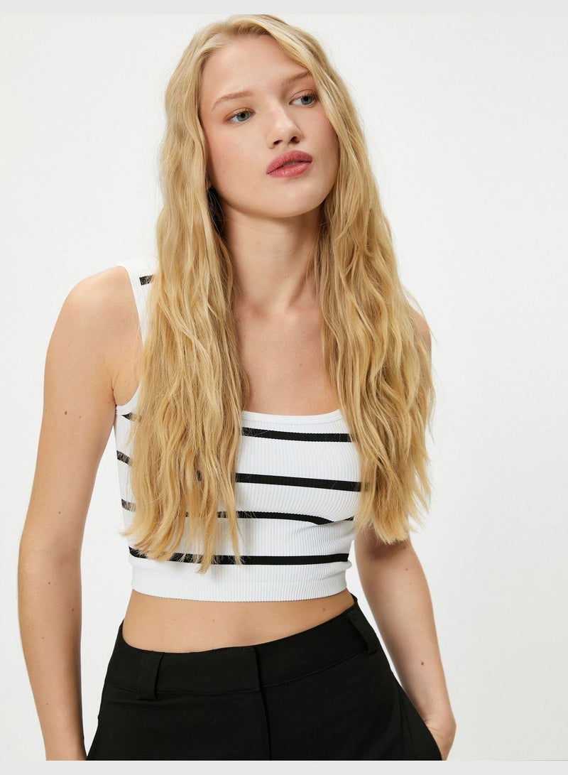 Square Neck Crop Tank Top Ribbed