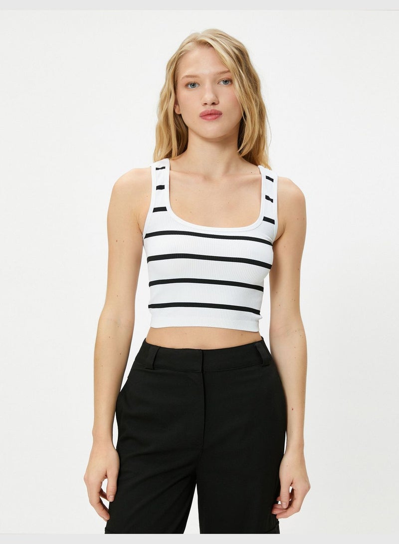 Square Neck Crop Tank Top Ribbed