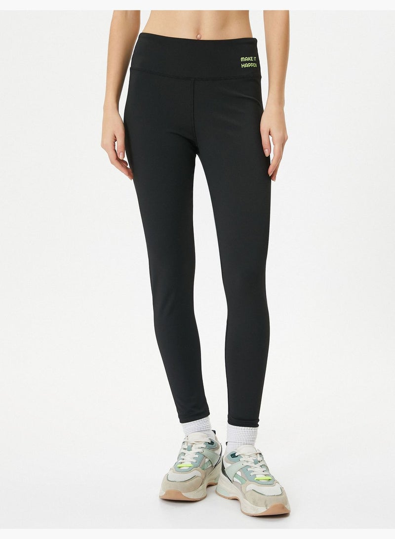 High Rise Sport Leggings Printed Detail Skinny