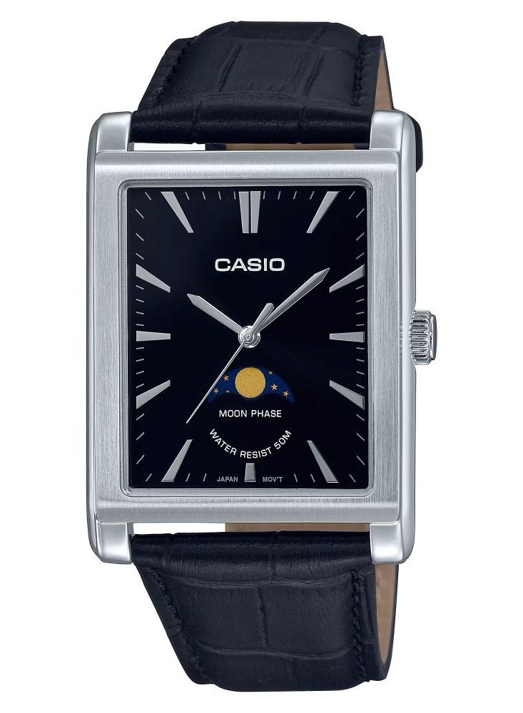 Casio Analog Quartz Moonphase Leather Strap Men's Watch MTP-M105L-1AVDF