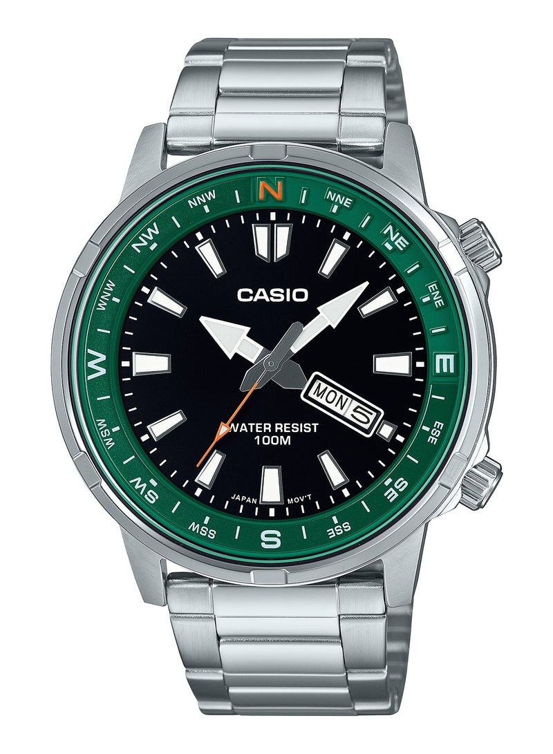 Casio Enticer Standard Analog Stainless Steel Black Dial Quartz MTD-130D-1A3 Men's Watch
