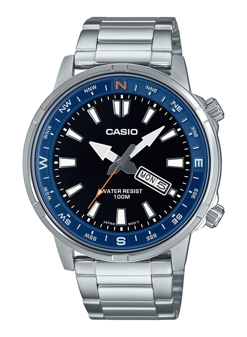 Casio Enticer Standard Analog Stainless Steel Black Dial Quartz MTD-130D-1A2 Men's Watch