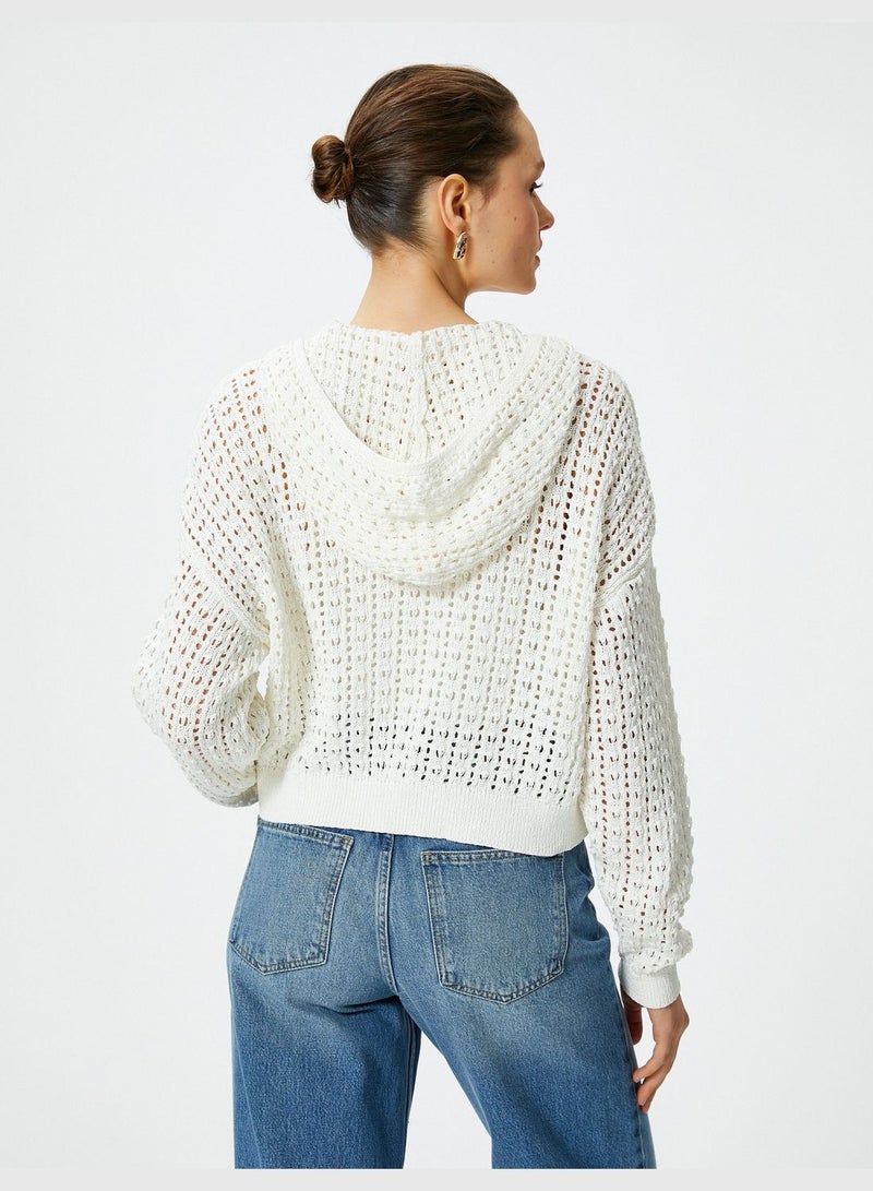 Long Sleeve Crop Ajoure Sweater