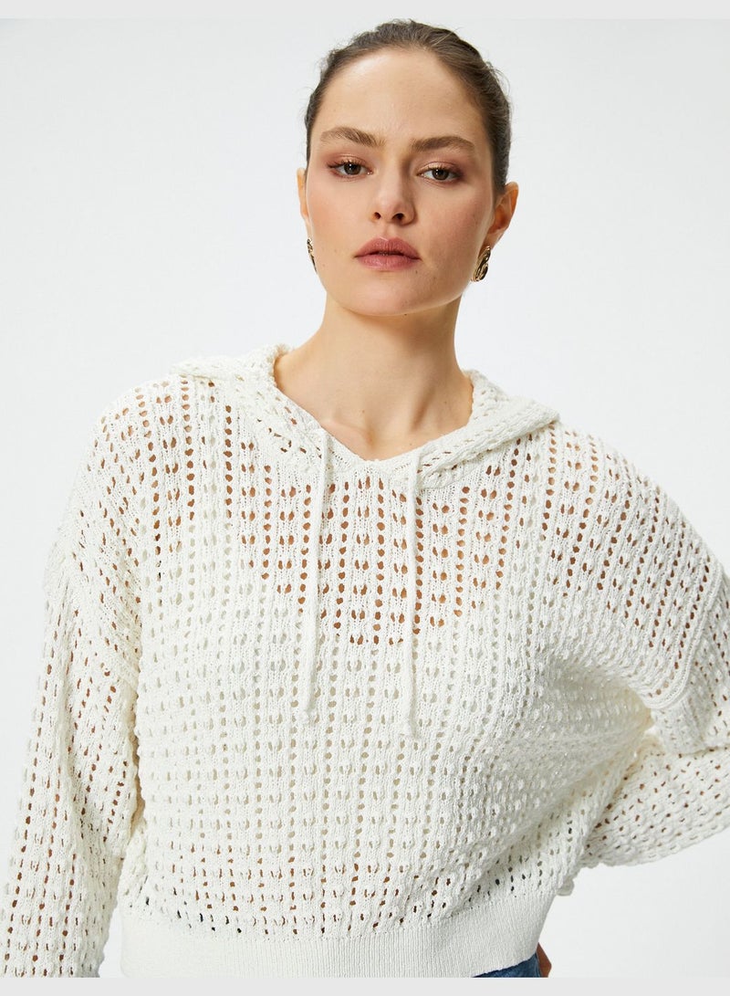 Long Sleeve Crop Ajoure Sweater