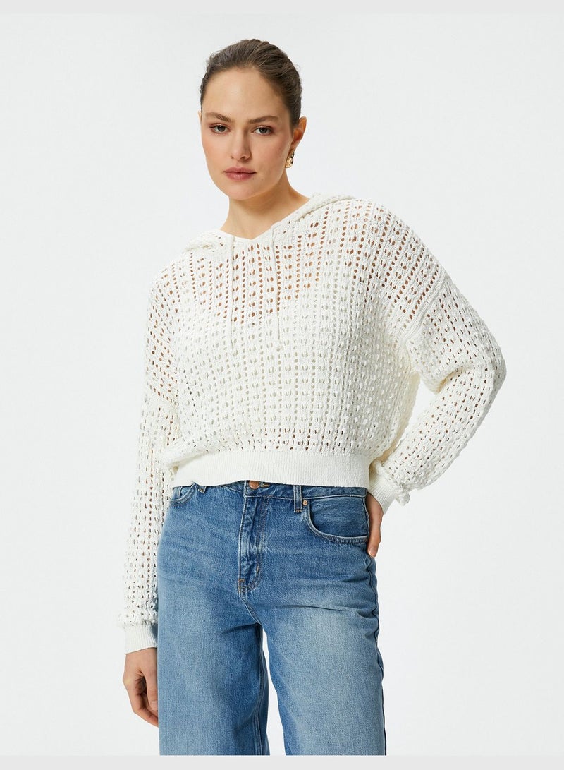 Long Sleeve Crop Ajoure Sweater