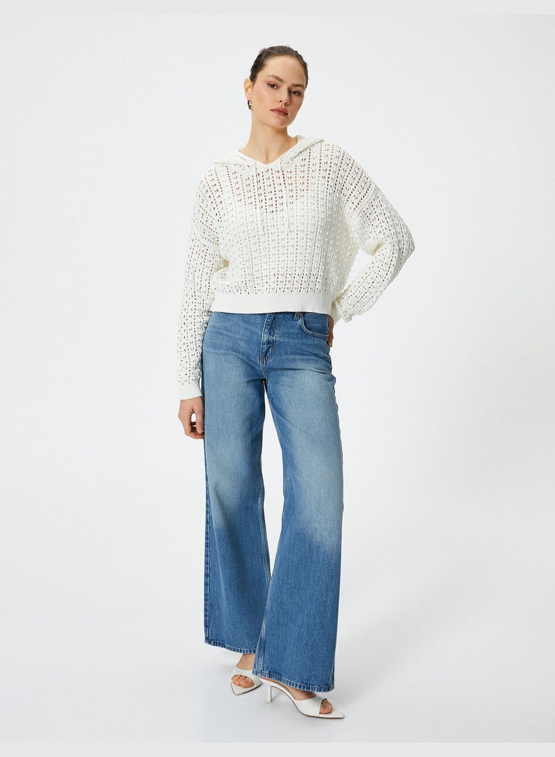 Long Sleeve Crop Ajoure Sweater