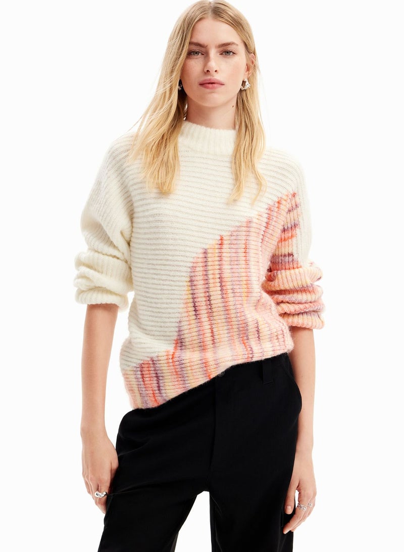 Asymmetric Design Knitted Pullover