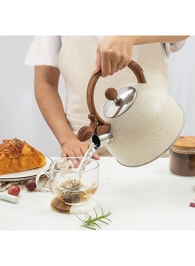 2.5L Tea Pot for Stove Top,Stove top Whistling Stainless Steel Tea Kettle
