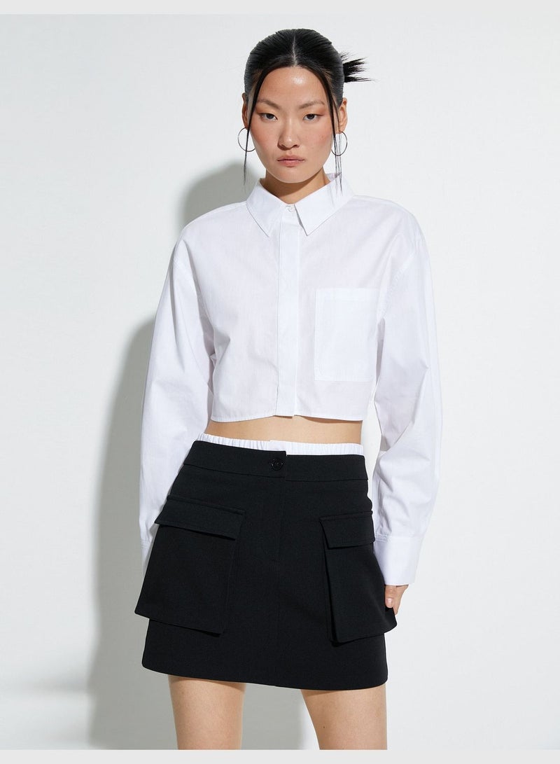 Elastic Waist Pocket Detail Skirt