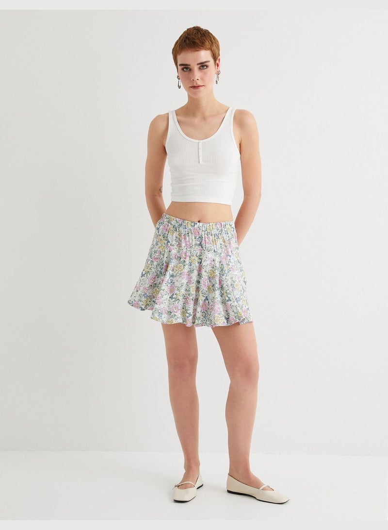 Floral Skirt with Shorts