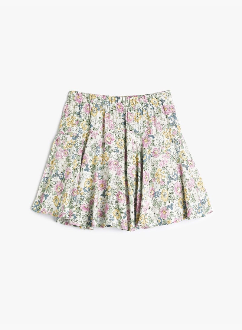 Floral Skirt with Shorts