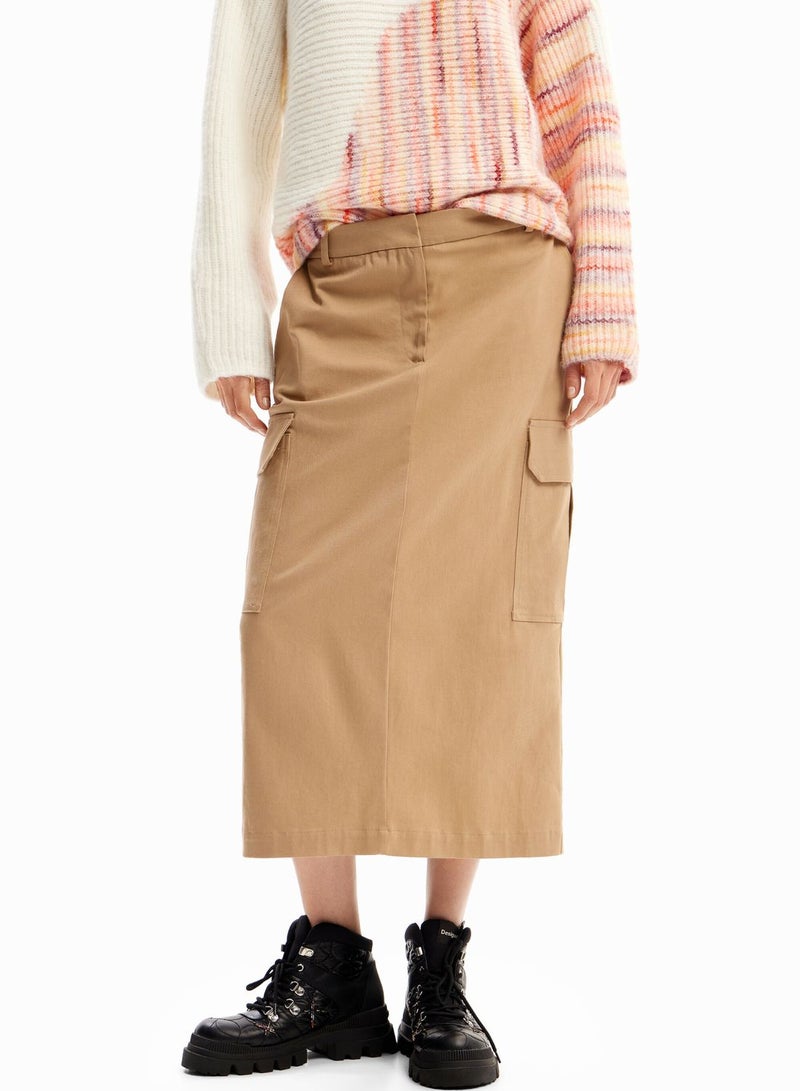 Cargo Midi Knitted Skirt