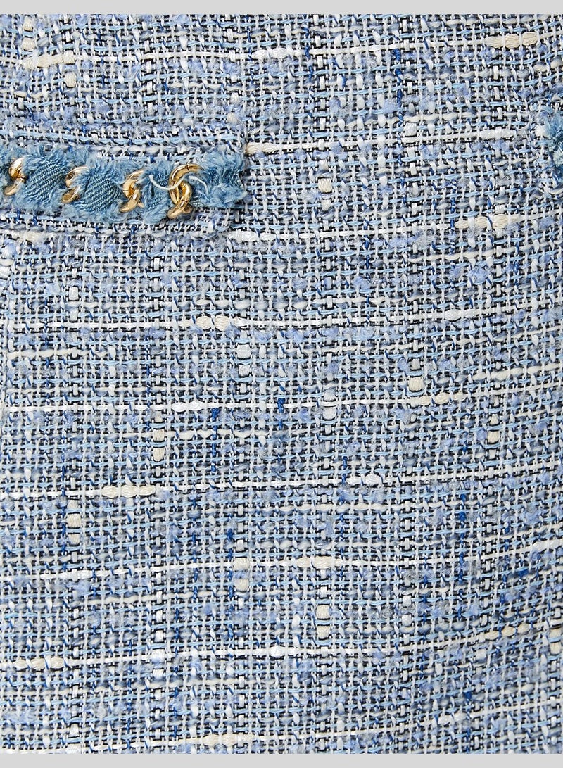 Chain Detail High Rise Tweed Mini Skirt