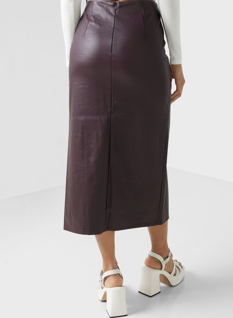 Ruched Side Slit Skirt