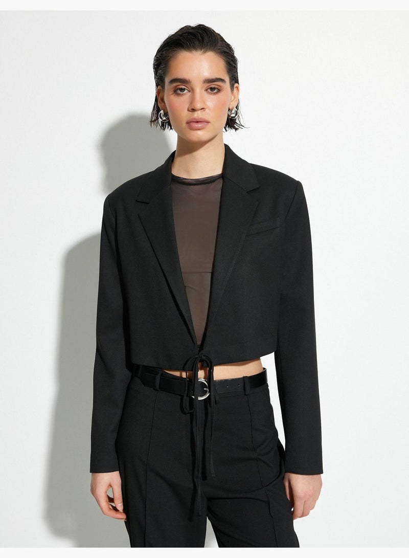 Pocket and Tie Detail Crop Jacket