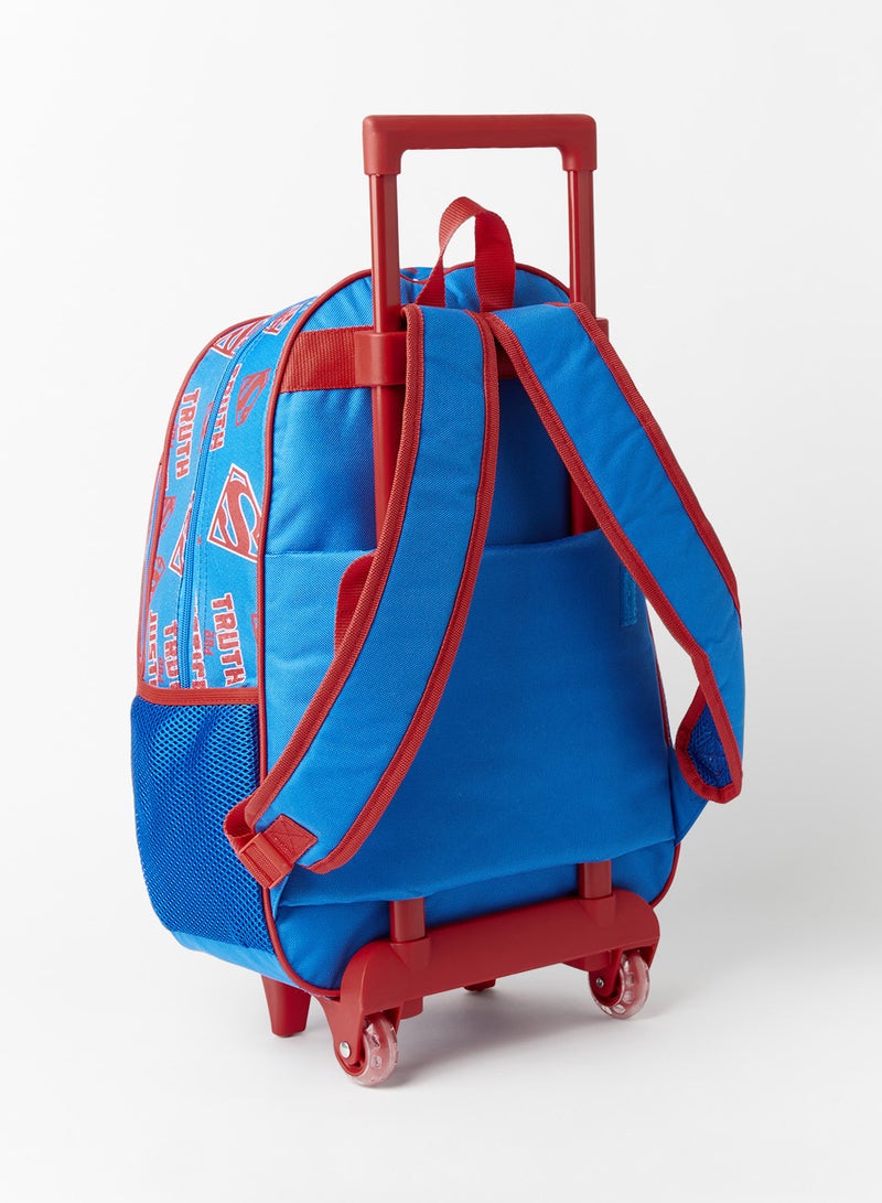5 Piece Superman Boys Trolley Backpack Set Blue