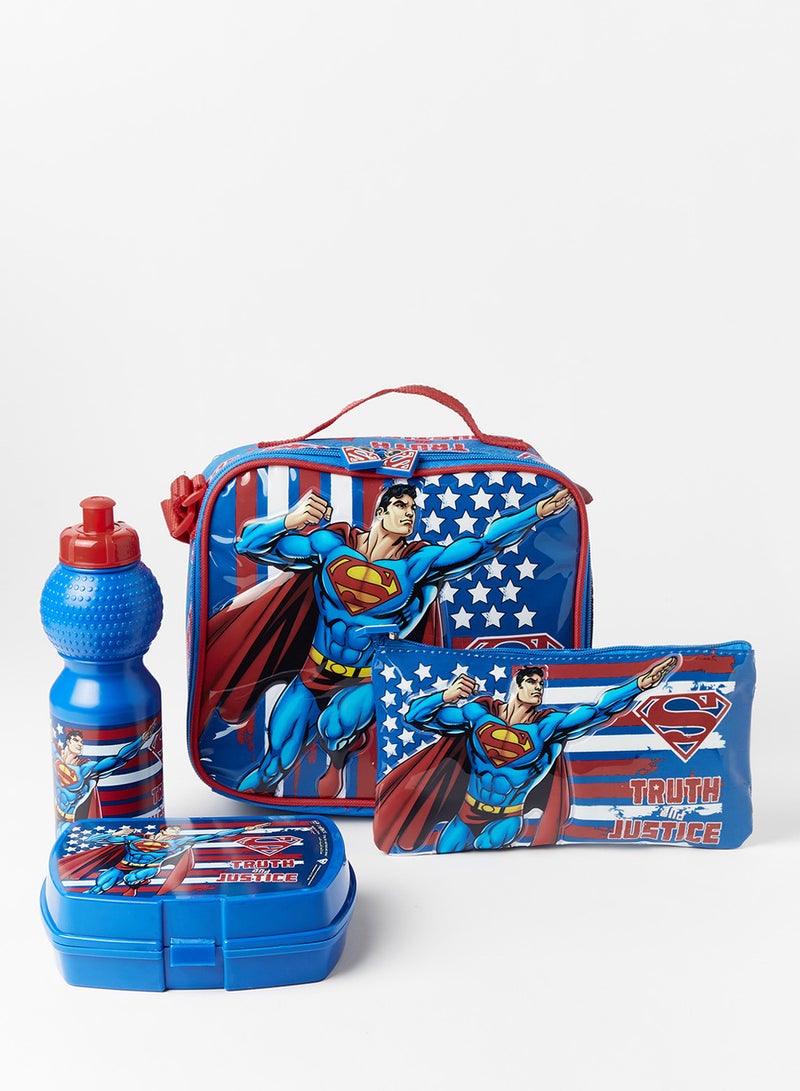 5 Piece Superman Boys Trolley Backpack Set Blue