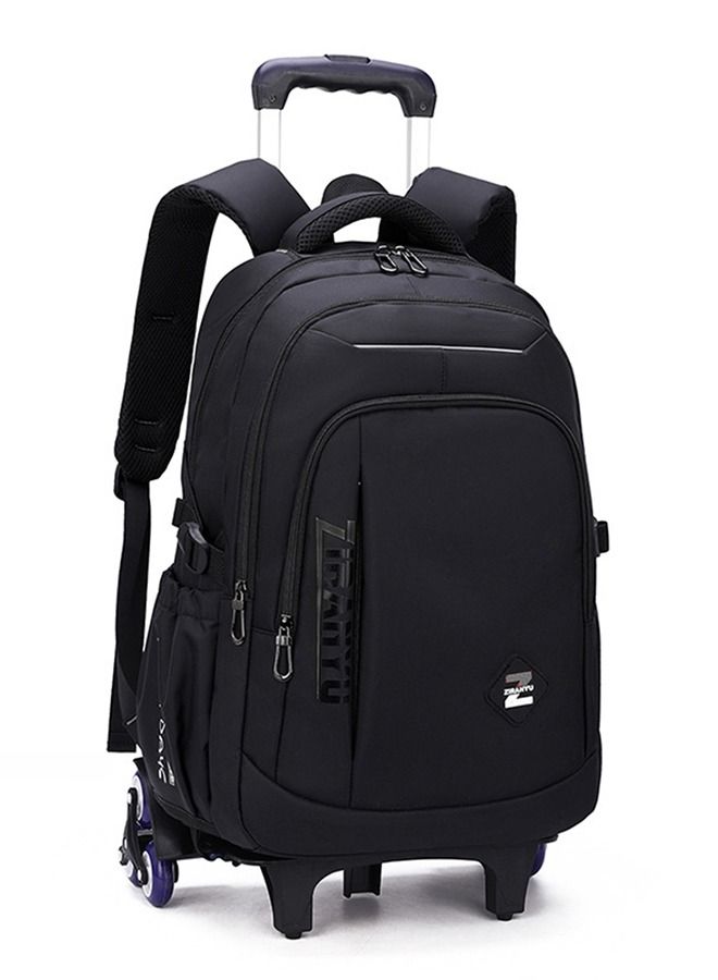 Wheeled Rolling Backpack Black Bookbag for Boys and Girls School Student Books Laptop Travel Trolley Bag