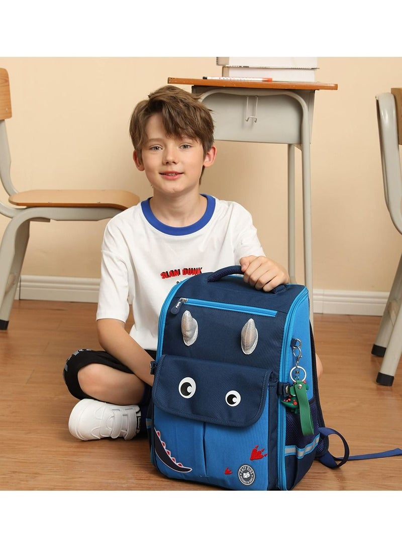 Eazy Kids Dinosaur School Bag wt Trolley - Blue