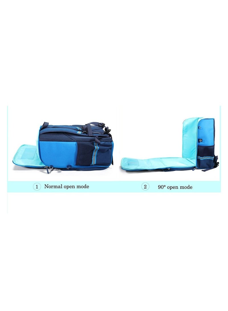 Eazy Kids Dinosaur School Bag wt Trolley - Blue