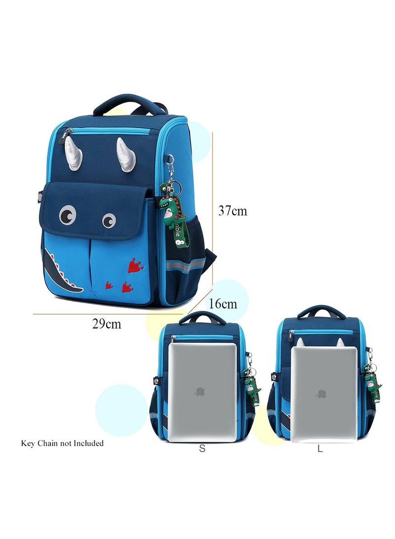 Eazy Kids Dinosaur School Bag wt Trolley - Blue