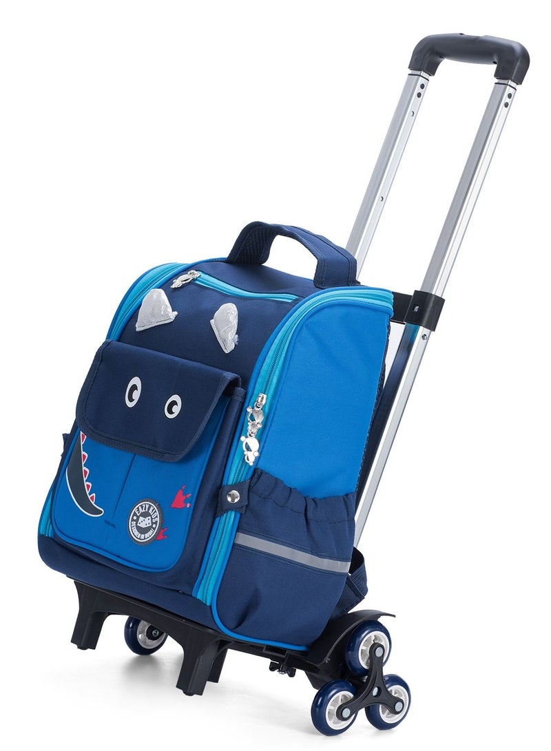 Eazy Kids Dinosaur School Bag wt Trolley - Blue