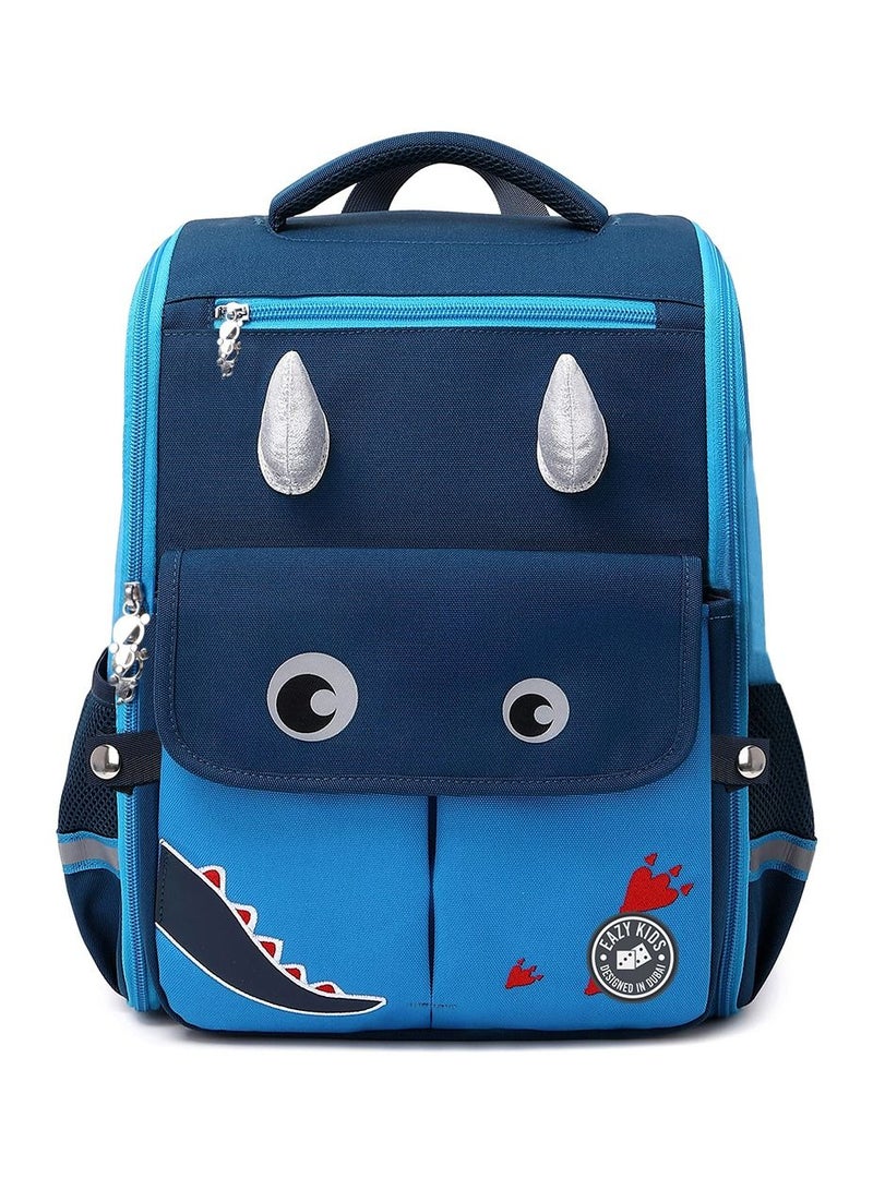 Eazy Kids Dinosaur School Bag wt Trolley - Blue