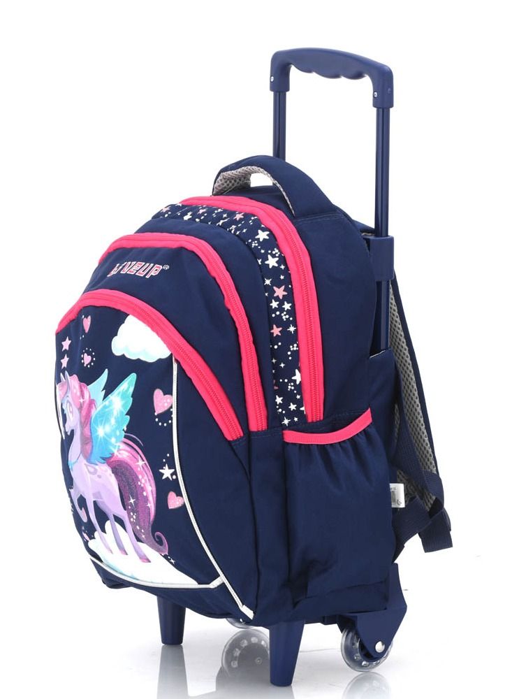 Live up unicorn navy blue kindergarten trolley bag (22*9*19)