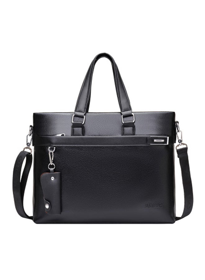 Casual Leather Business Briefcase With Small Key Bag Black