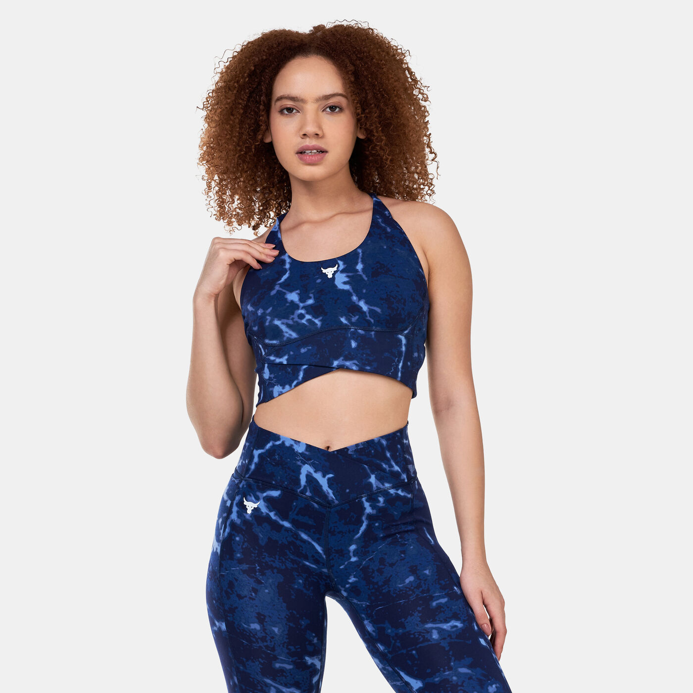 Women's Project Rock Lets Go Crossover Printed Sports Bra