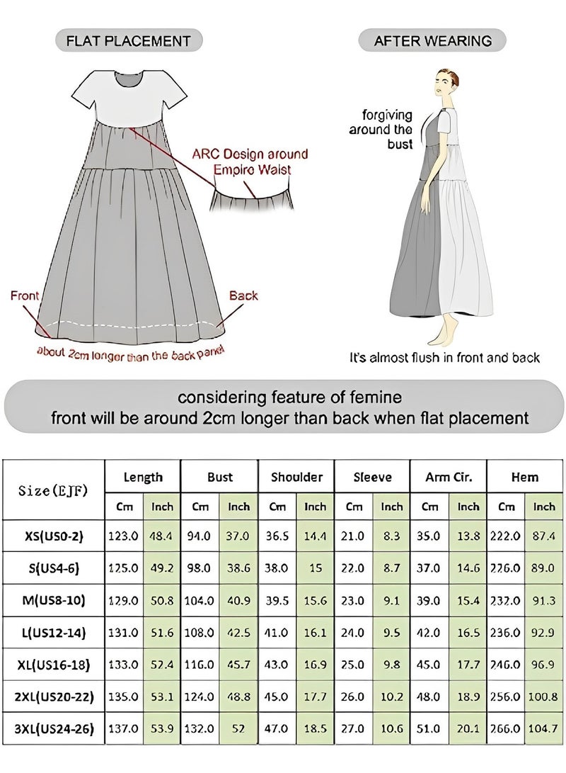 Women's Bohemian Floral Dress Casual Loose Short Sleeve Long Maxi Dress Summer Beach Swing Dress