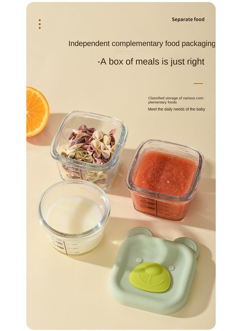 4-Piece Glass Food Storage Container Baby Complementary Food Box Set