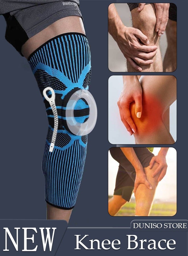 Lengthen Knee Pad Knee Brace with Side Stabilizers and Patella Gel Pads Adjustable Compression Knee Support Braces for Knee Pain Meniscus Tear ACL MCL Arthritis Joint Pain Relief Injury Recovery