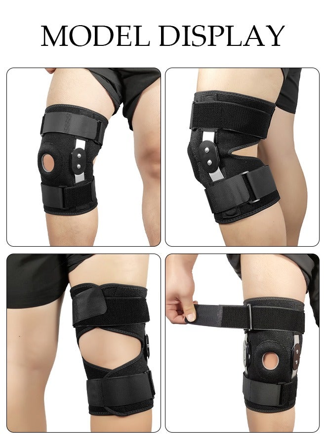 Knee Pad Knee Brace with Side Stabilizers and Patella Gel Pads Adjustable Compression Knee Support Braces for Knee Pain Meniscus Tear ACL MCL Arthritis Joint Pain Relief Injury Recovery
